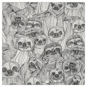 just sloths black white fabric
