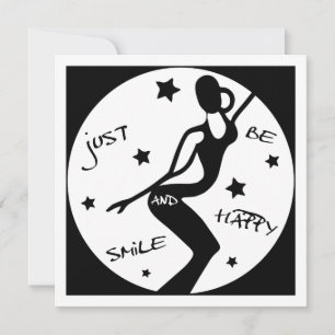 Just Smile And Be Happy, Funny Stick woman Holiday Card