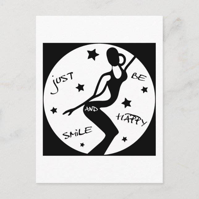 Just Smile And Be Happy, Funny Stick woman Postcard (Front)