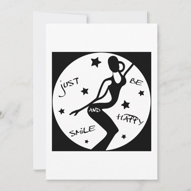 Just Smile And Be Happy, Funny Stick woman Thank You Card (Front)