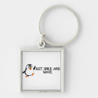 Just Smile And Wave Penguin Key Ring