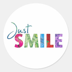 Just Smile Happy Quote 01 Classic Round Sticker