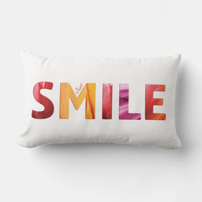 Just Smile Happy Quote 04 Lumbar Cushion (Front)