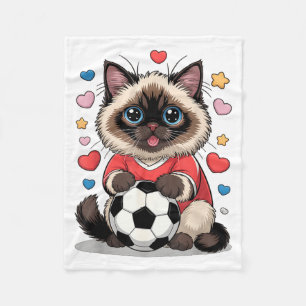 Just Soccer Cat Girl Who Loves Birman Mom Hearts K Fleece Blanket