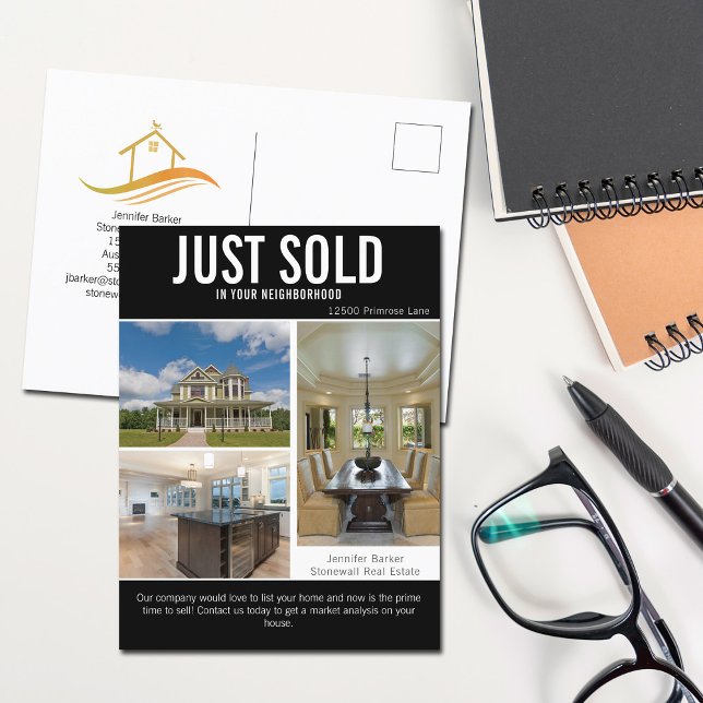 Just Sold Modern Real Estate Company Marketing Postcard (Creator Uploaded)