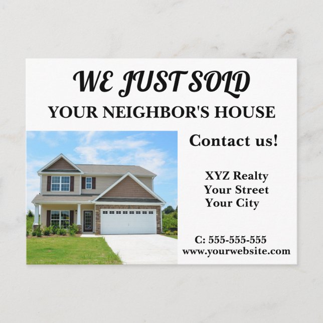 Just Sold Realtor Real Estate Marketing Postcard (Front)