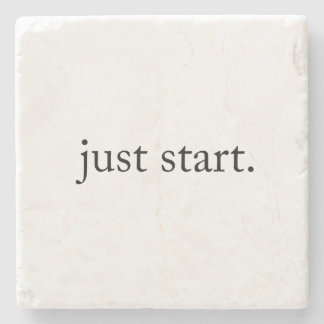 Just Start Inspirational Quote Marble Coaster 