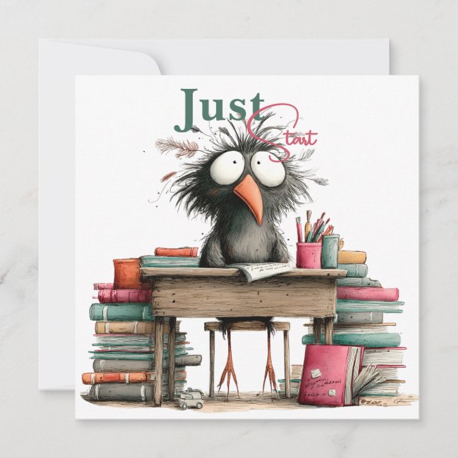 Just Start Quirky Bird Student Desk Card (Front)