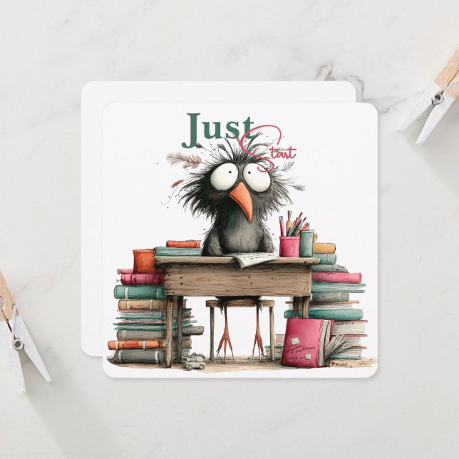 Just Start Quirky Bird Student Desk Card (Front/Back In Situ)