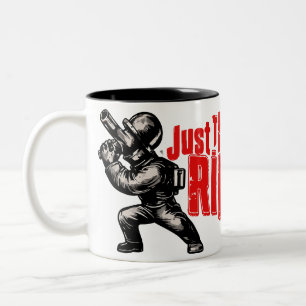Just the Rip Welding Humour – Bold Welder Graphic Two-Tone Coffee Mug