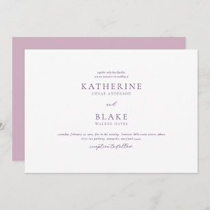 Just the Two of Us Modern Lavender Wedding  Invita Invitation