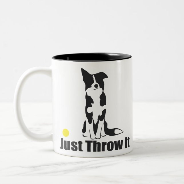 Just Throw It | Border Collie Dog Two-Tone Coffee Mug (Left)