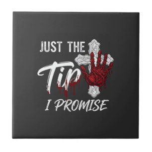 Just Tip Promise Halloween Bloody Hand Cross Ceramic Tile