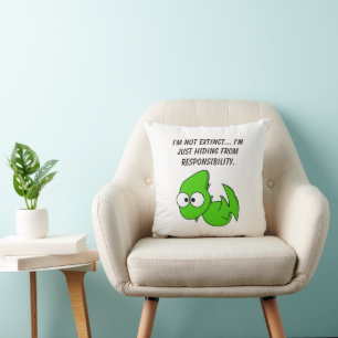 Just Tired Funny Dragon or Pterodactyl Cartoon Cushion
