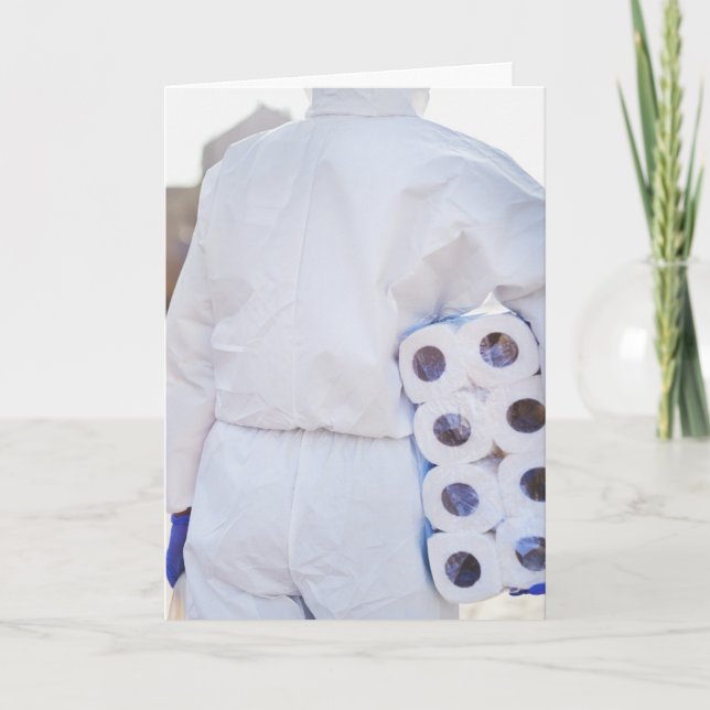 JUST TO SAY HELLO TOILET PAPER HAZMAT SUIT CARDS (Front)