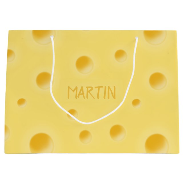 Just Too Cheesy! Personalised Swiss Cheese Large Gift Bag (Front)