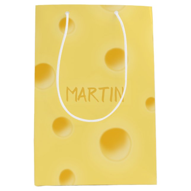 Just Too Cheesy! Personalised Swiss Cheese Medium Gift Bag (Front)
