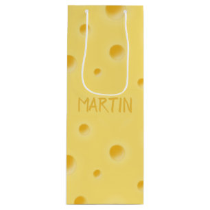 Just Too Cheesy! Personalized Swiss Cheese Wine Gift Bag