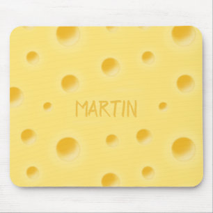 Just Too Cheesy! Swiss Cheese Personalised Name Mouse Pad