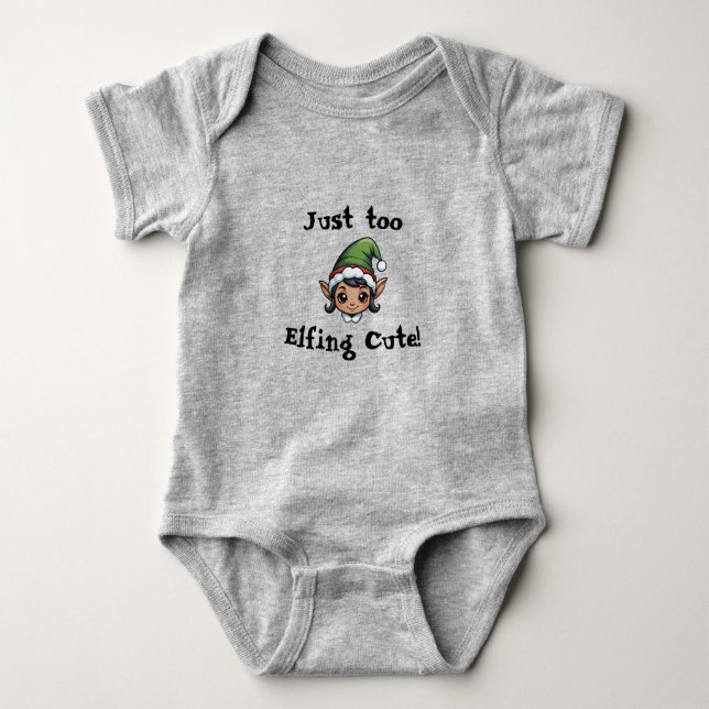 Just Too Elfing Cute! Baby Girl One-Piece Bodysuit (Front)