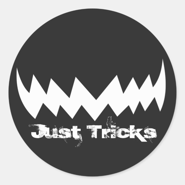 Just Tricks Evil Smile Halloween Classic Round Sticker (Front)