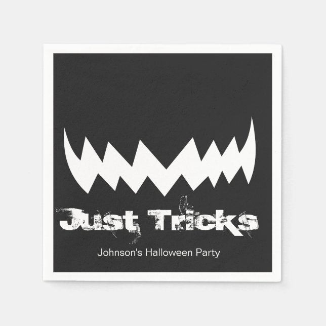 Just Tricks Evil Smile Halloween Napkin (Front)