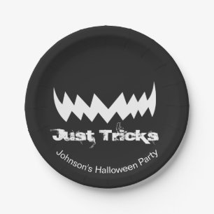 Just Tricks Evil Smile Halloween Paper Plate