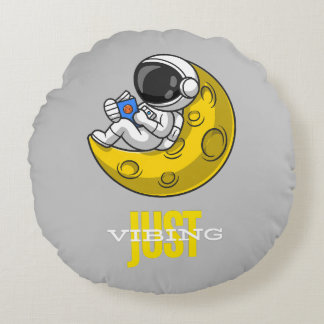 Just Vibing In Space Round Cushion
