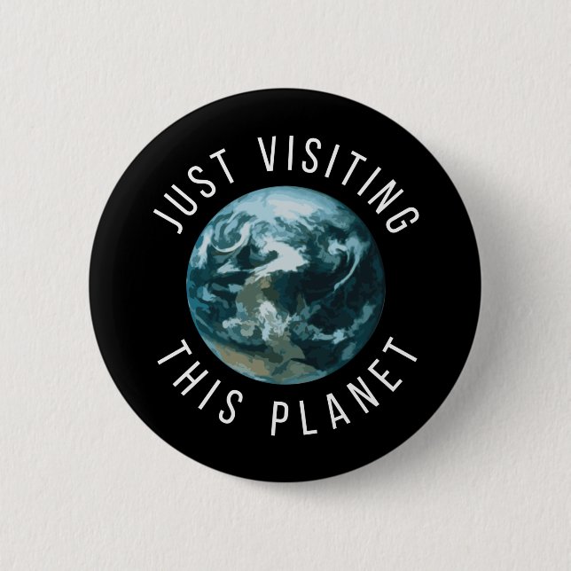 Just Visiting This Planet Black 6 Cm Round Badge (Front)