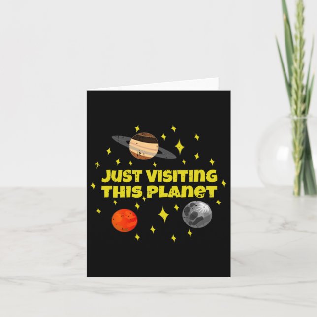 Just Visiting This Planet Space Alien Galaxy Hallo Card (Front)
