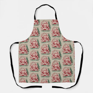 Just Waiting For Christmas Santa Claus Retro Funny Apron