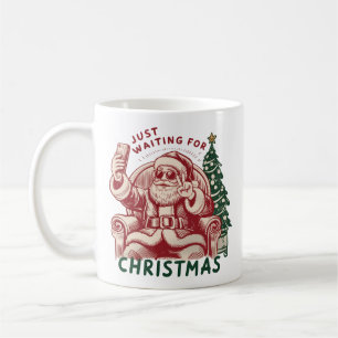 Just Waiting For Christmas Santa Claus Retro Funny Coffee Mug