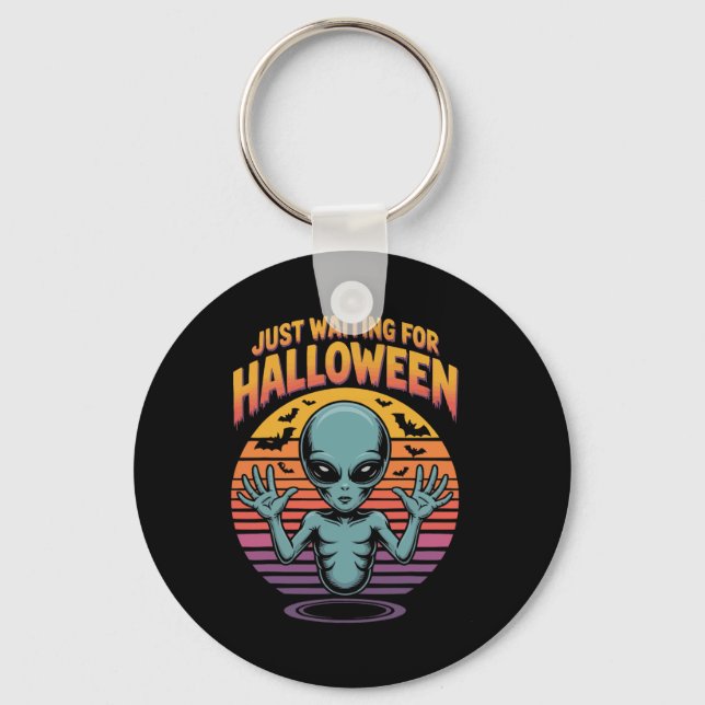 Just Waiting For Halloween Alien Vibes  Key Ring (Front)