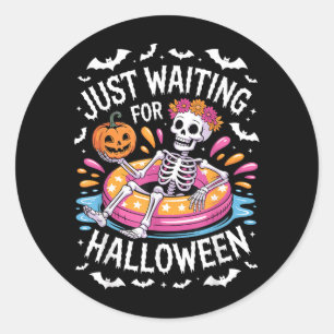 Just Waiting For Halloween Classic Round Sticker