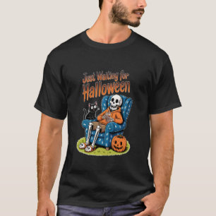 Just Waiting for Halloween Countdown Spooky Skelet T-Shirt