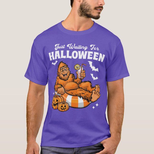 Just Waiting For Halloween Cute Lazy Halloween 4 T-Shirt (Front)