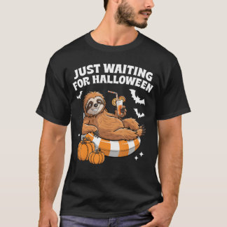 Just Waiting For Halloween Cute Lazy Sloth Hallowe T-Shirt