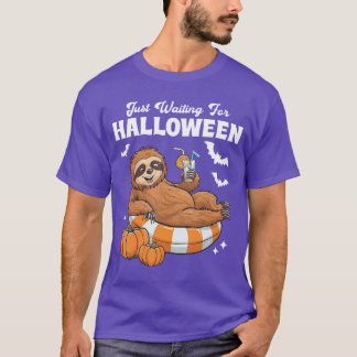 Just Waiting For Halloween Cute Lazy Sloth Hallowe T-Shirt