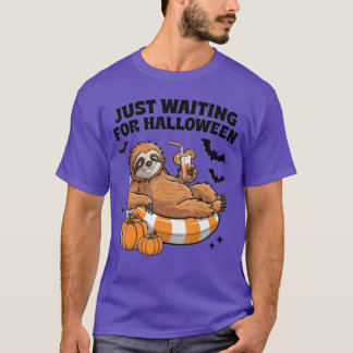 Just Waiting For Halloween Cute Lazy Sloth Hallowe T-Shirt