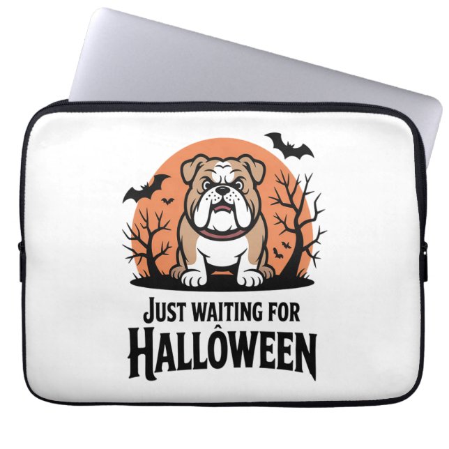 Just Waiting for Halloween Dog Laptop Sleeve (Front)