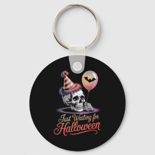 Just Waiting For Halloween Funny Halloween Quote S Key Ring
