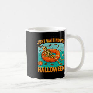 Just Waiting For Halloween Funny Skeleton Floating Coffee Mug