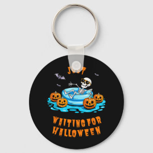 Just Waiting For Halloween Funny Skeleton Summer Key Ring