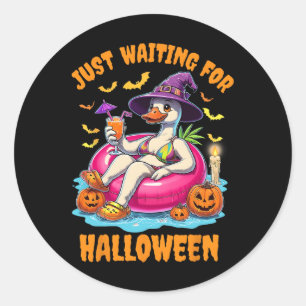 Just Waiting For Halloween Goose Summer Spooky Sea Classic Round Sticker