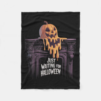 Just Waiting For Halloween Jack O Lantern Hallowee Fleece Blanket