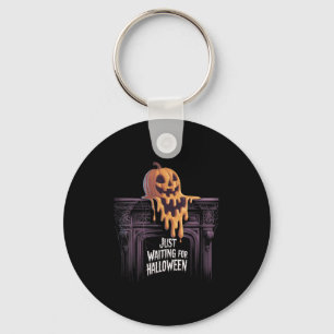 Just Waiting For Halloween Jack O Lantern Hallowee Key Ring
