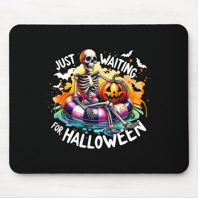 Just Waiting For Halloween Jack O Lantern Skeleton Mouse Pad (Front)