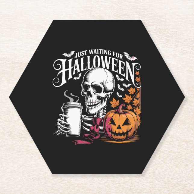 Just Waiting For Halloween Paper Coaster (Front)