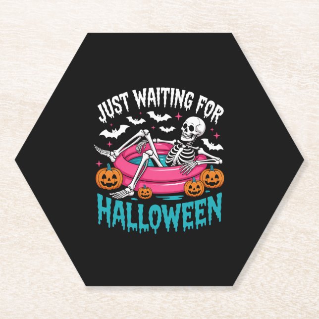Just Waiting For Halloween Png Paper Coaster (Front)