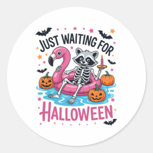Just Waiting For Halloween Racoon Classic Round Sticker